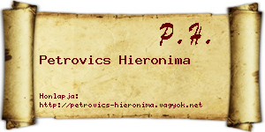 Petrovics Hieronima névjegykártya